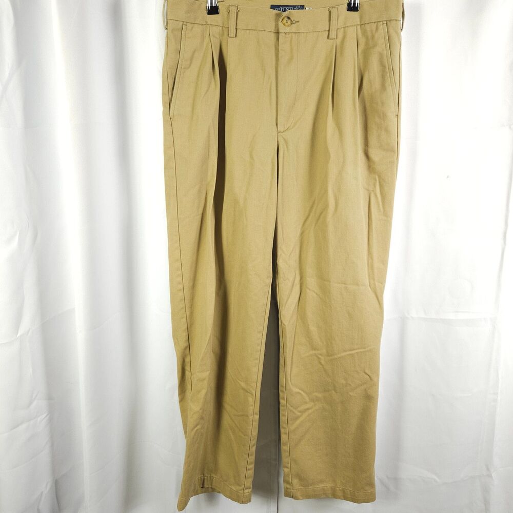 Old Navy Beige Pleated Cotton Chino Pants Mens‎ 36x34